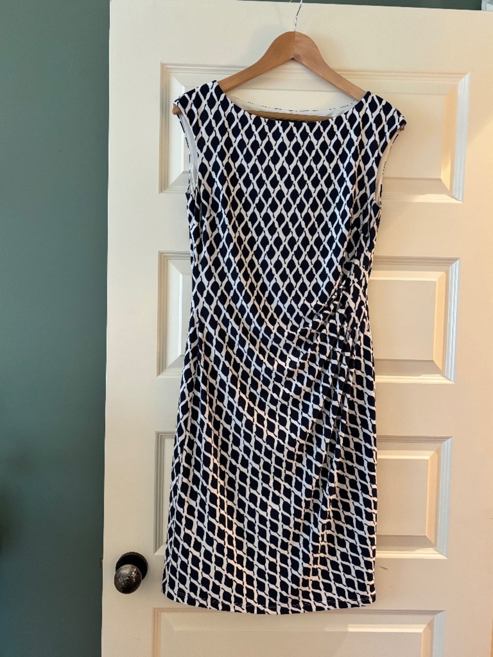 Ralph Lauren Dress - Navy Blue with White Leaf Print - Size 8